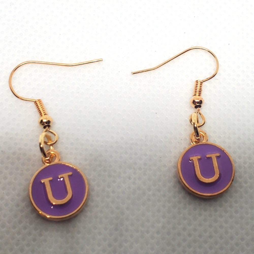 7/$10 U Initial Earrings, New